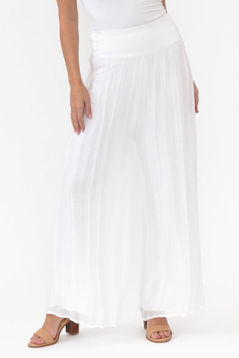 Pera Silk Pants White Luna Apparel