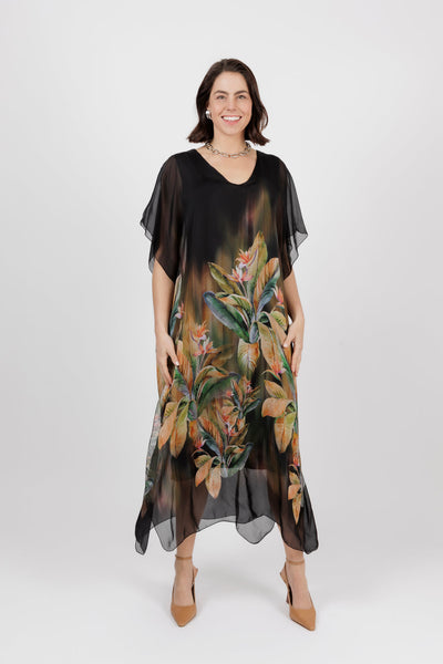 Turin Kaftan Dress Black