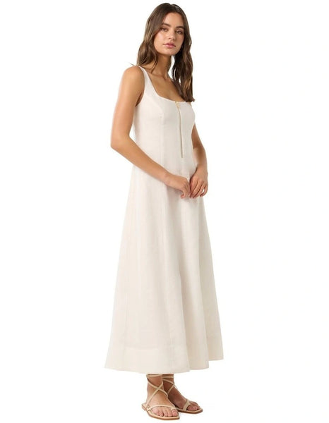Emma Zip Front Dress White