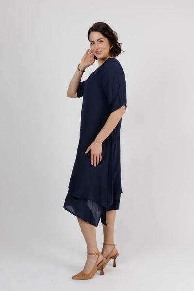 Kim Half Sleeve Dress Navy