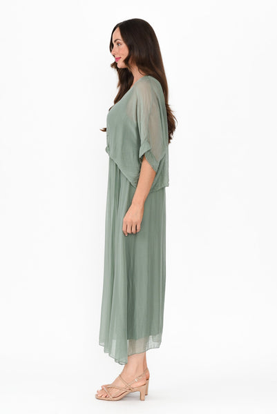 Zen Silk Dress Khaki