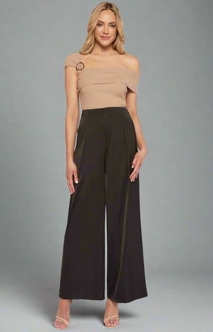 Aurora Wide Leg Satin Pants Black