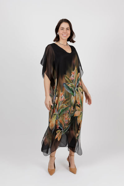 Turin Kaftan Dress Black