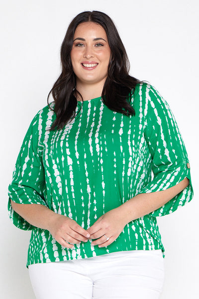 Paula Abstract Print Top Green