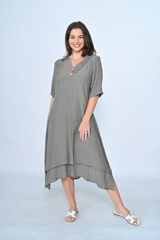 Kim Half Sleeve Dress Khaki