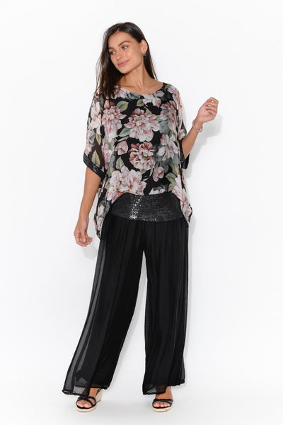 Pera Silk Pants Black