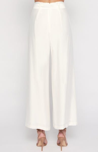 Rana Paper-bag Buckle Belt Pants White