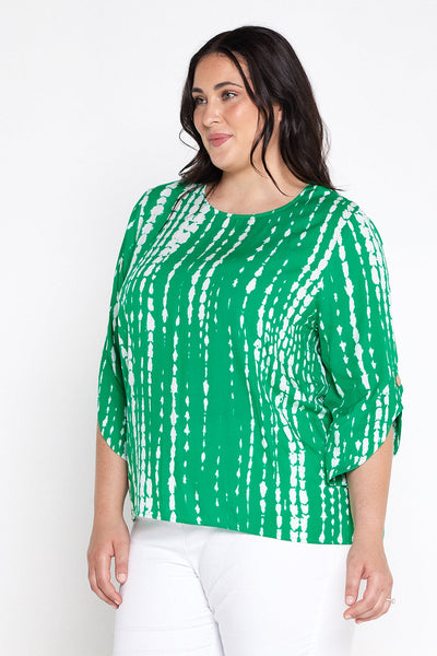 Paula Abstract Print Top Green