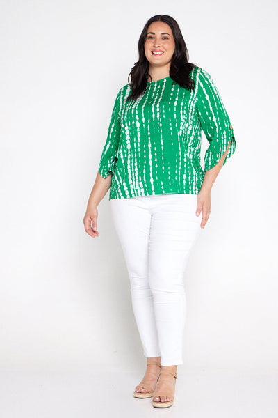 Paula Abstract Print Top Green