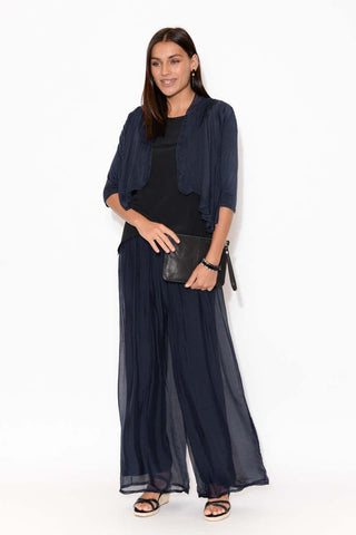 Pera Silk Pants Navy