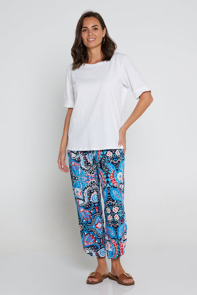 Zeiden Paisley Print Pants Blue