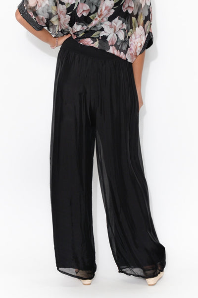 Pera Silk Pants Black
