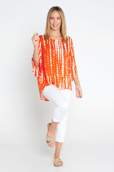 Paula Abstract Print Top Orange