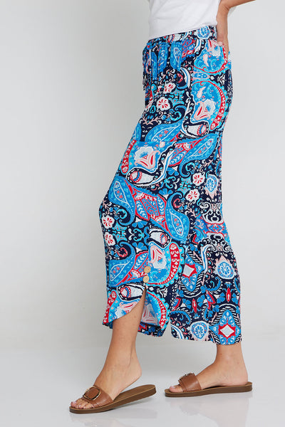 Zeiden Paisley Print Pants Blue