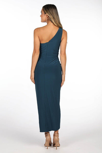 Nisha One Shoulder Midi Dress Emerald
