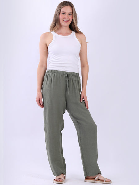 Lia Linen Pants Khaki