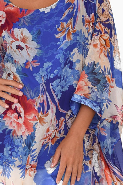 Vivienne Floral Silk Top Blue