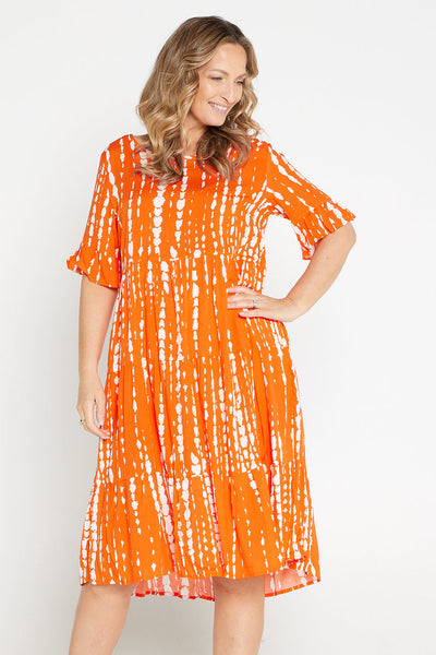 Hayley Orange Abstract Print Dress
