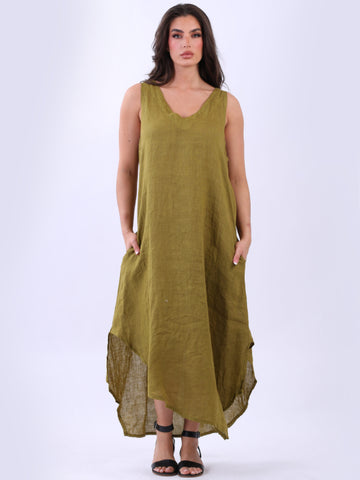 Eva Sleeveless Linen Dress Mustard