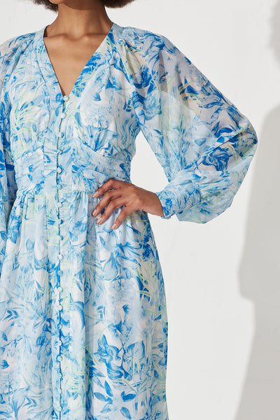 Tori Floral Maxi Dress Blue