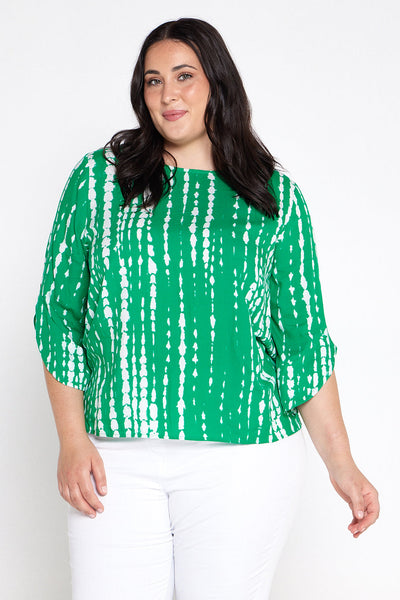 Paula Abstract Print Top Green