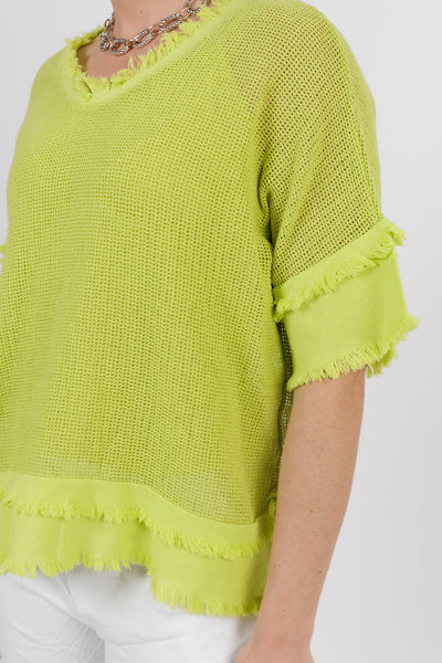 Dora Mesh Cotton Top Lime