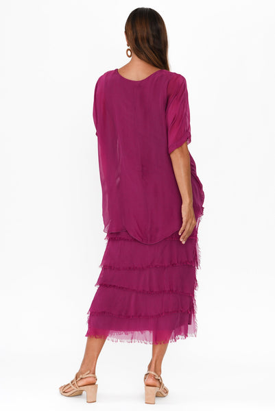 Silk Overlay Dress Magenta