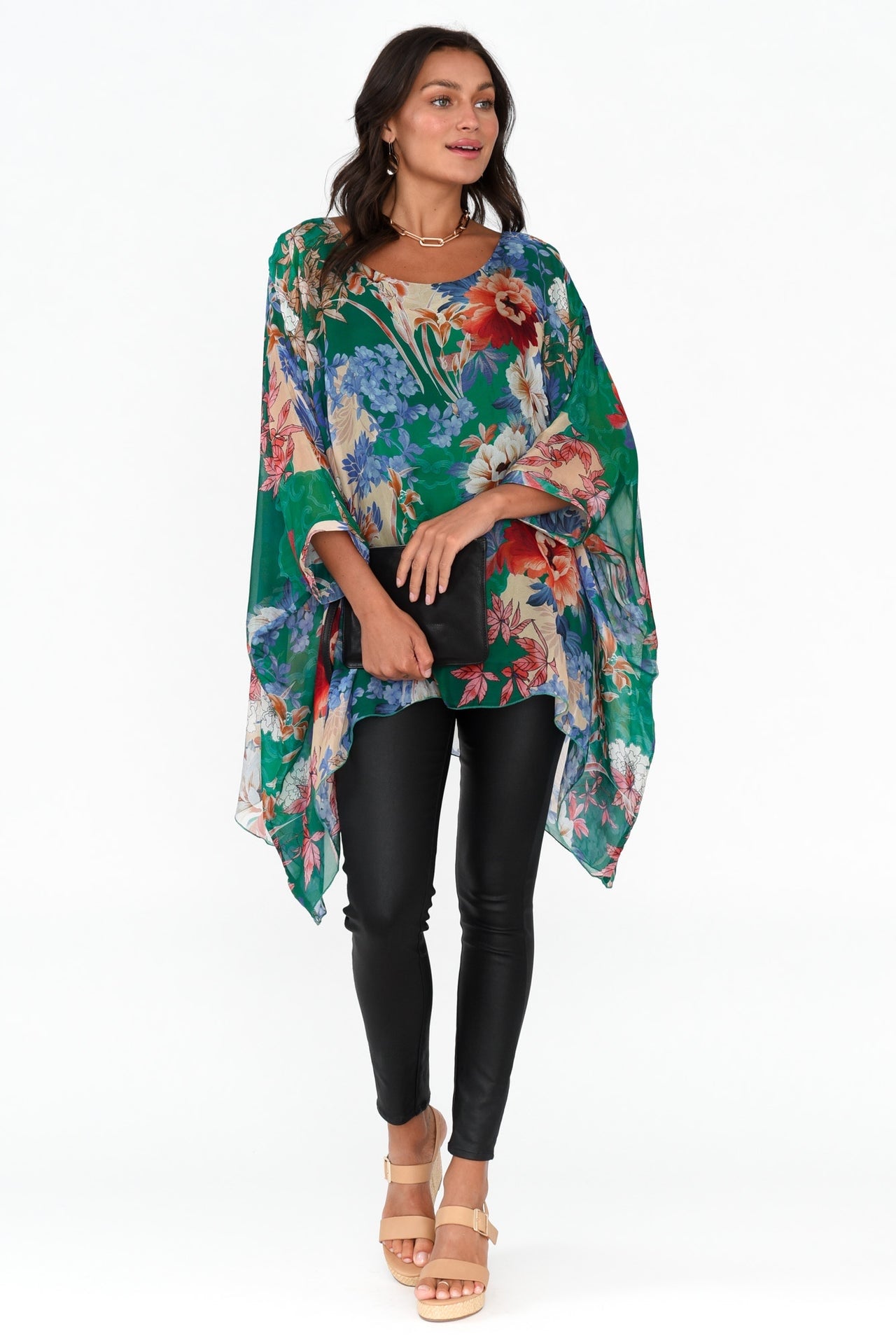 Vivienne Floral Silk Top Green