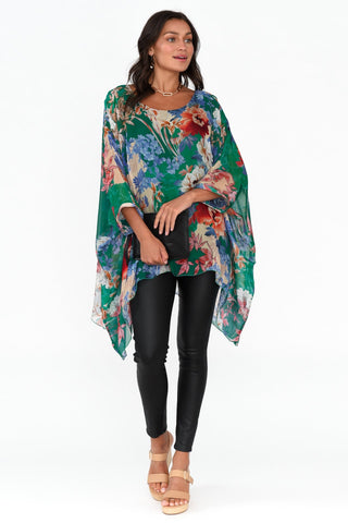Vivienne Floral Silk Top Green