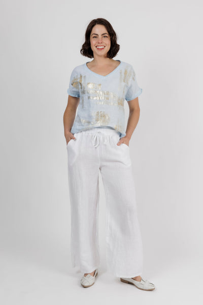 Dayne Gold Brushed Top Sky Blue