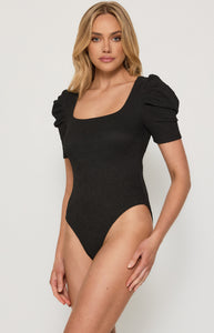 Emilia Puff Sleeve Bodysuit Black