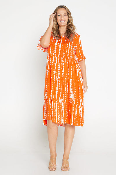 Hayley Orange Abstract Print Dress