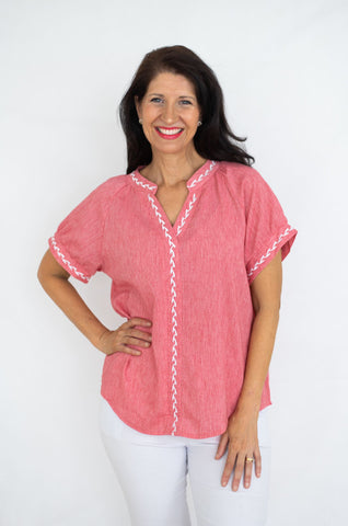 Carla Embroidery Linen Top
