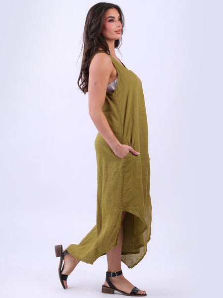 Eva Sleeveless Linen Dress Mustard