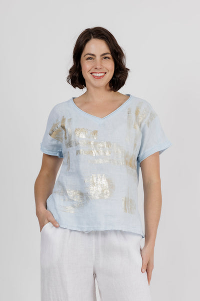 Dayne Gold Brushed Top Sky Blue