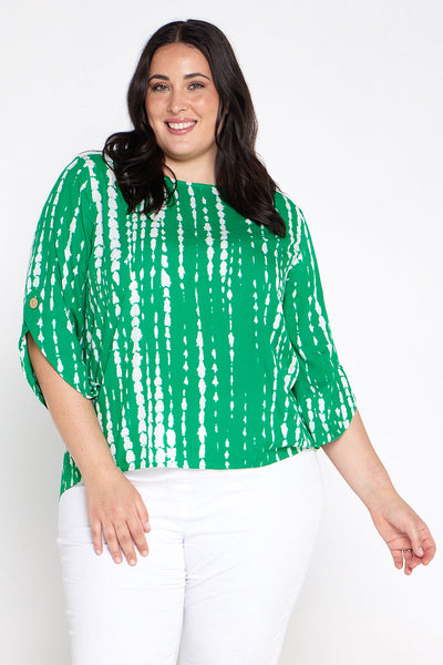 Paula Abstract Print Top Green