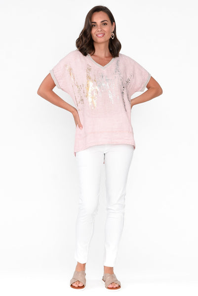 Sienna Foil Print Top Pink