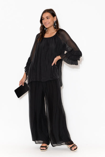 Pera Silk Pants Black