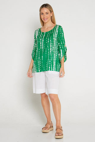 Paula Abstract Print Top Green