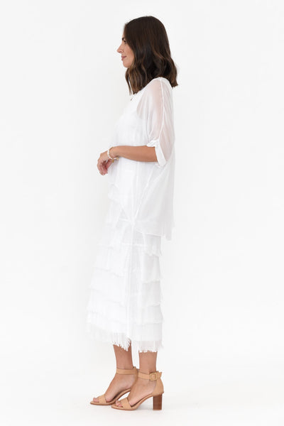 Silk Overlay Dress White