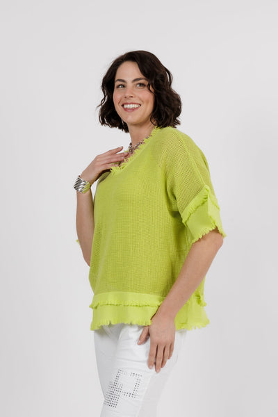 Dora Mesh Cotton Top Lime