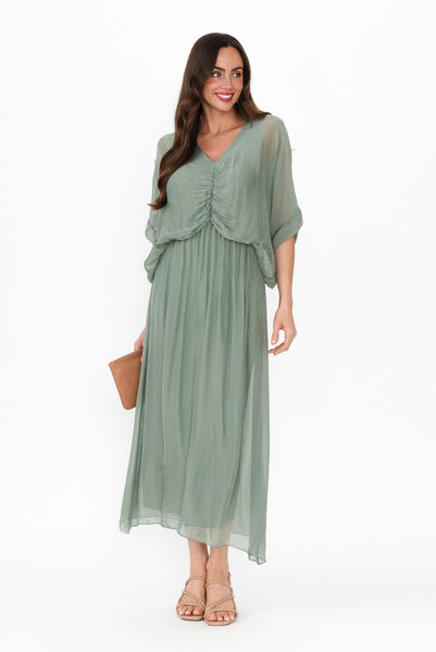 Zen Silk Dress Khaki