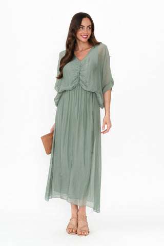 Zen Silk Dress Khaki