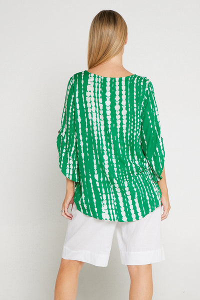 Paula Abstract Print Top Green
