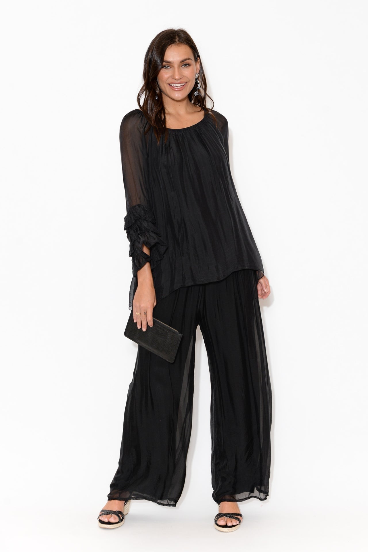 Pera Silk Pants Black