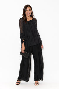 Pera Silk Pants Black