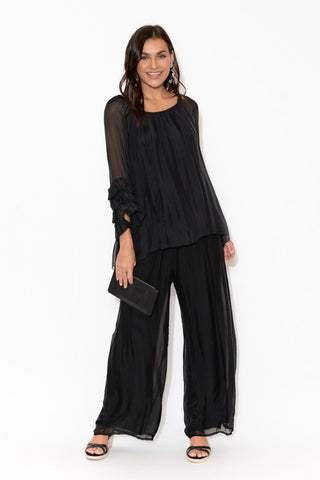 Pera Silk Pants Black