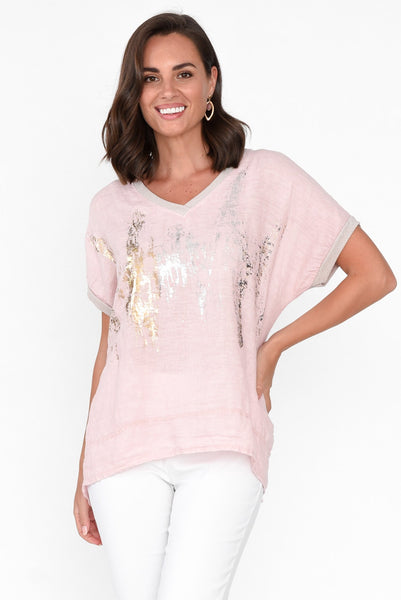 Sienna Foil Print Top Pink