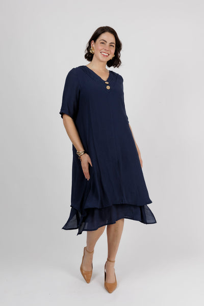 Kim Half Sleeve Dress Navy