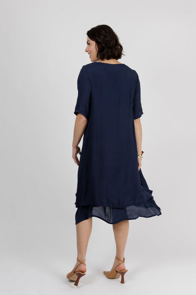 Kim Half Sleeve Dress Navy